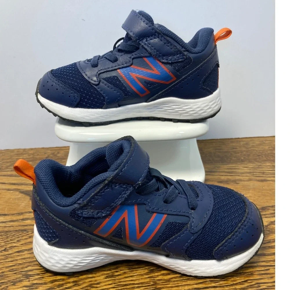New Balance 650 Toddler Boy Navy Blue Orange Sneakers IT650NB1 Size 7 US